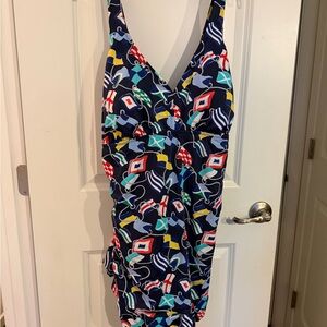 crown & ivy Navy Multicolor One Piece Swimsuit